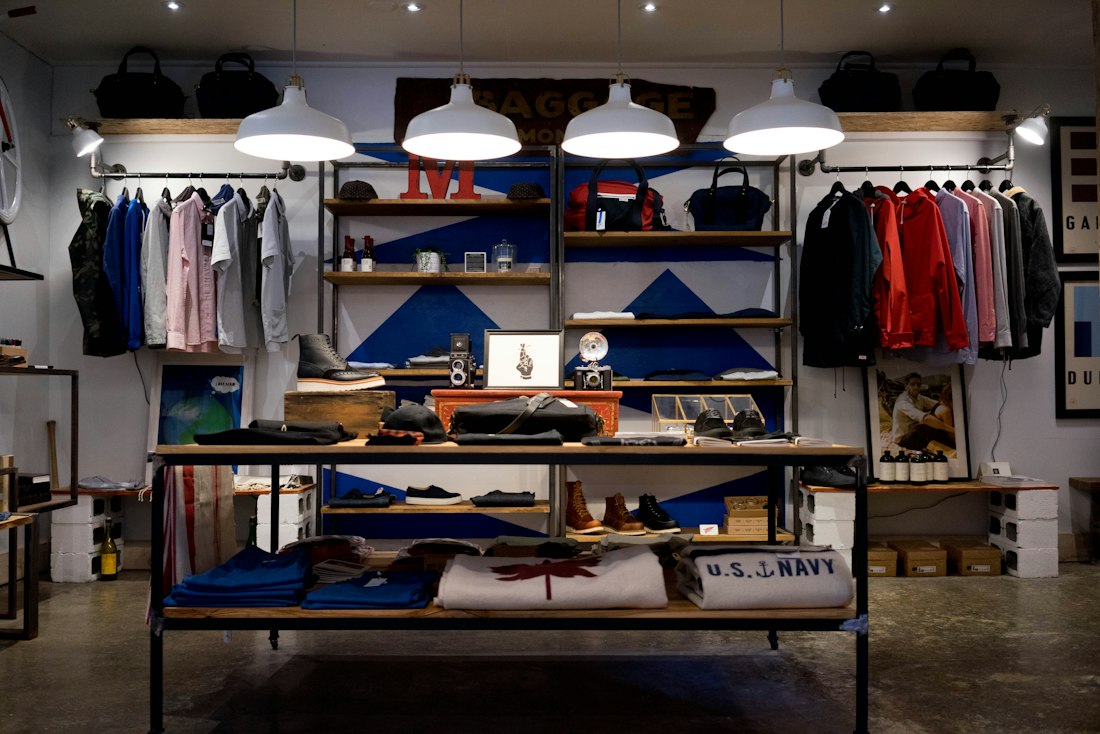 Inside a clothing boutique